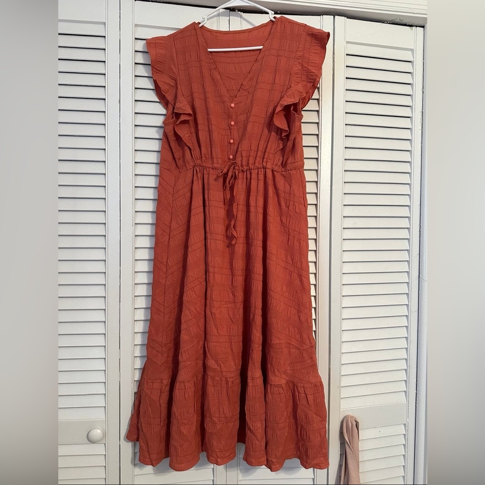 NWOT Rose Colored Fall Dress with Flutter Sleeves
